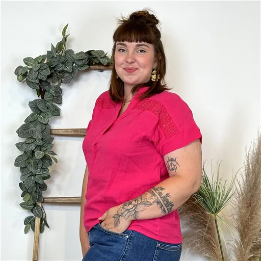 L548- Blouse coton Christy (T44-T52) (fuchsia) - Bleu Clair