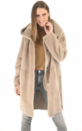 Manteau réversible agneau beige Suprema - La Canadienne - Vestes et 3/4 Peau Lainée Beige