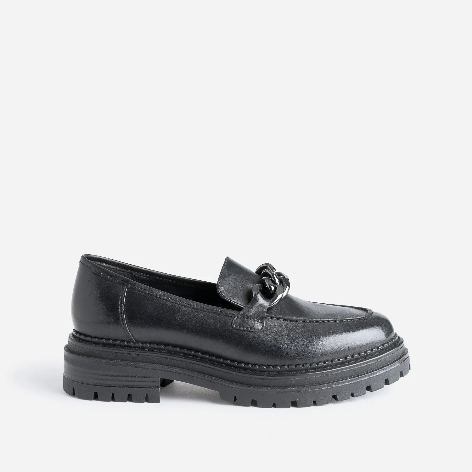 Mocassin TEXTO noir en cuir à semelle crantée - Mocassins / Slippers Femme | ERAM
