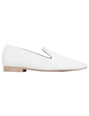 Mocassini donna in pelle bianca con punta tonda