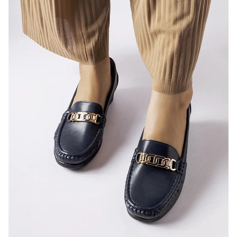 Mocassins bleu marine avec coin à boucle de Lerino