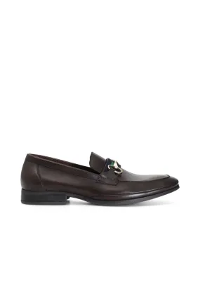 mocassins en cuir avec attache dark brown - CafèNoir