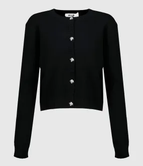 MSGM Partager  Cardigan Noir Boutons Fleurs  