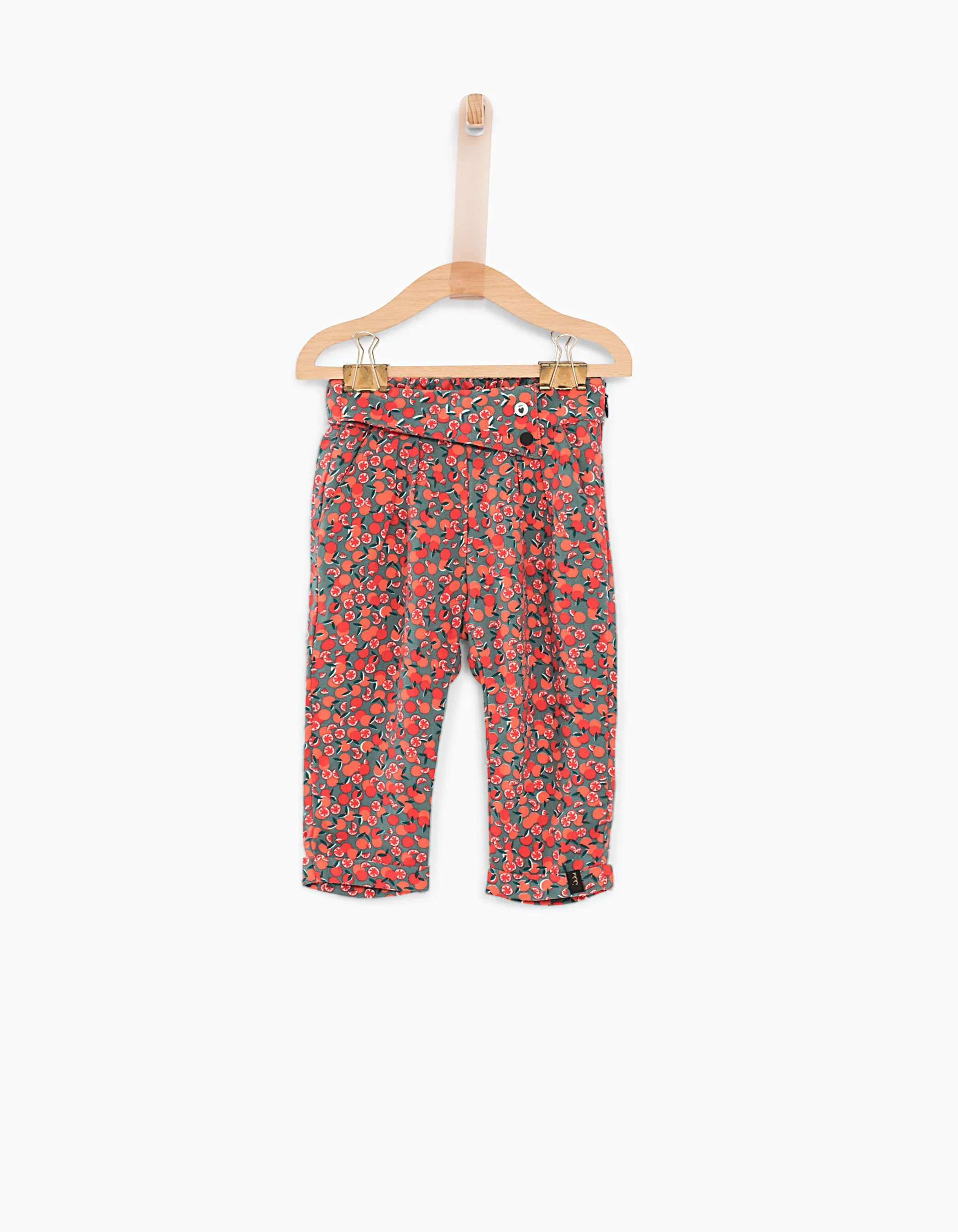 Pantalon kaki clair imprimé oranges bébé fille
