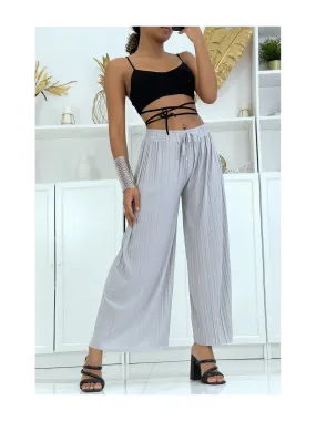 Pantalon palazzo plissé gris très tendance