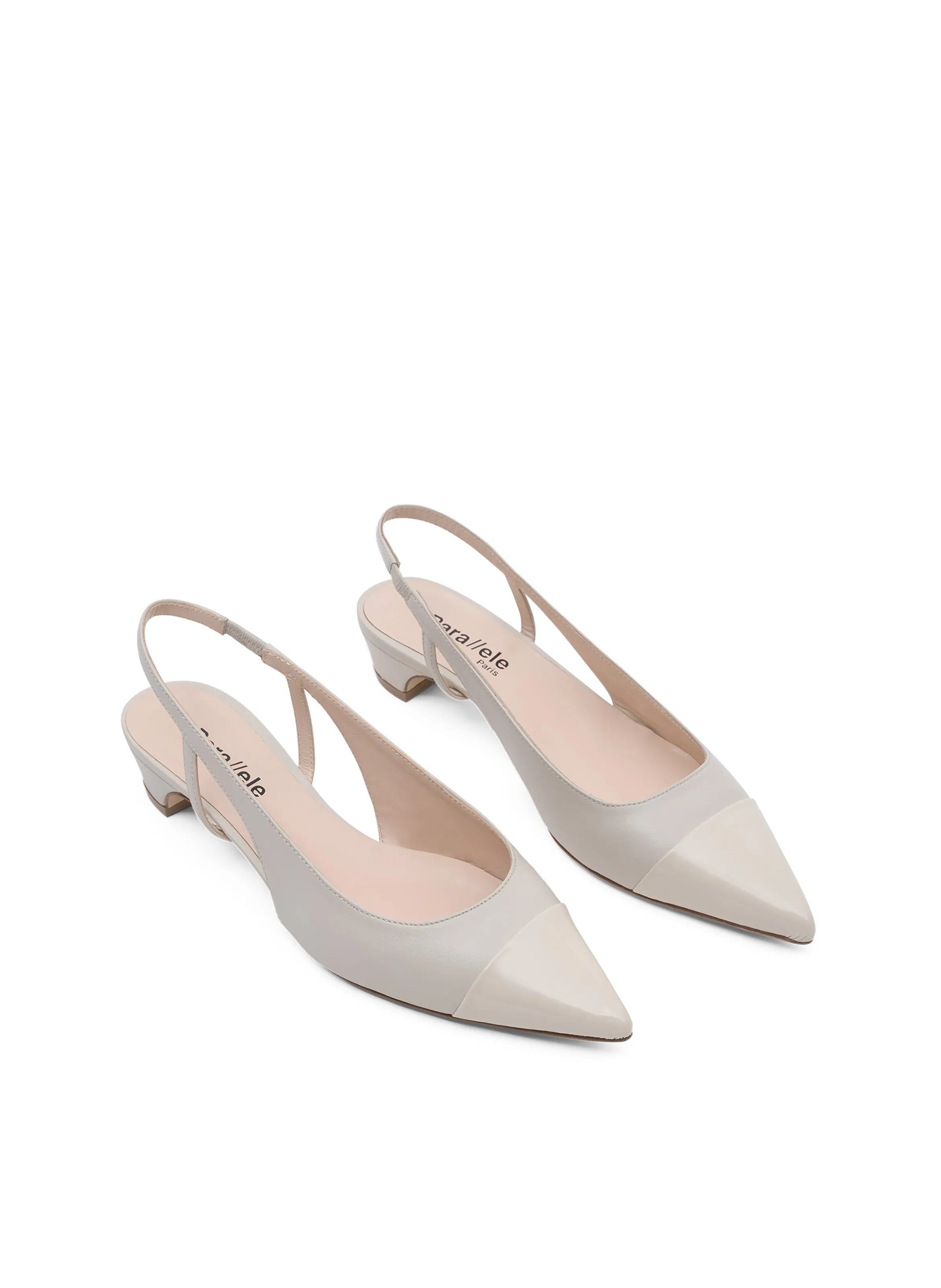PARALLELE  Sling back back en cuir nappa polo - Beige