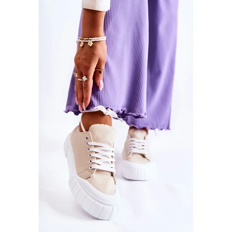PS1 Baskets Femme Beige Vient Sur La Plateforme