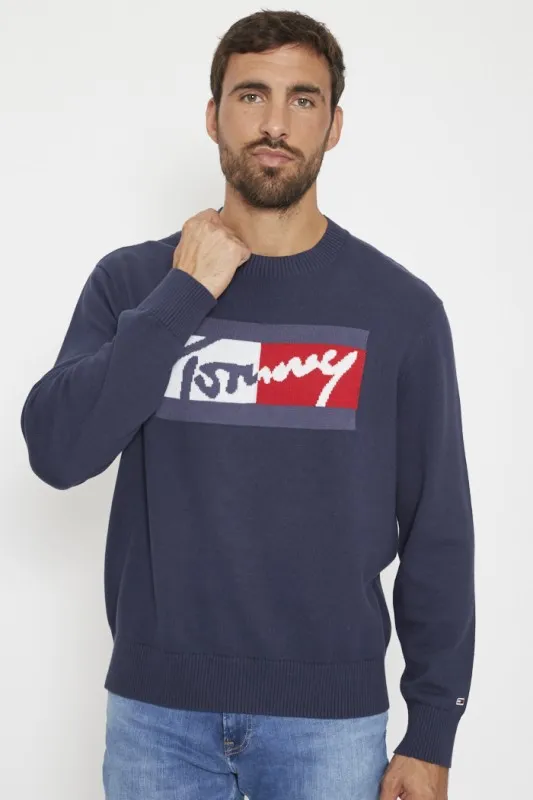 Pull bleu en maille