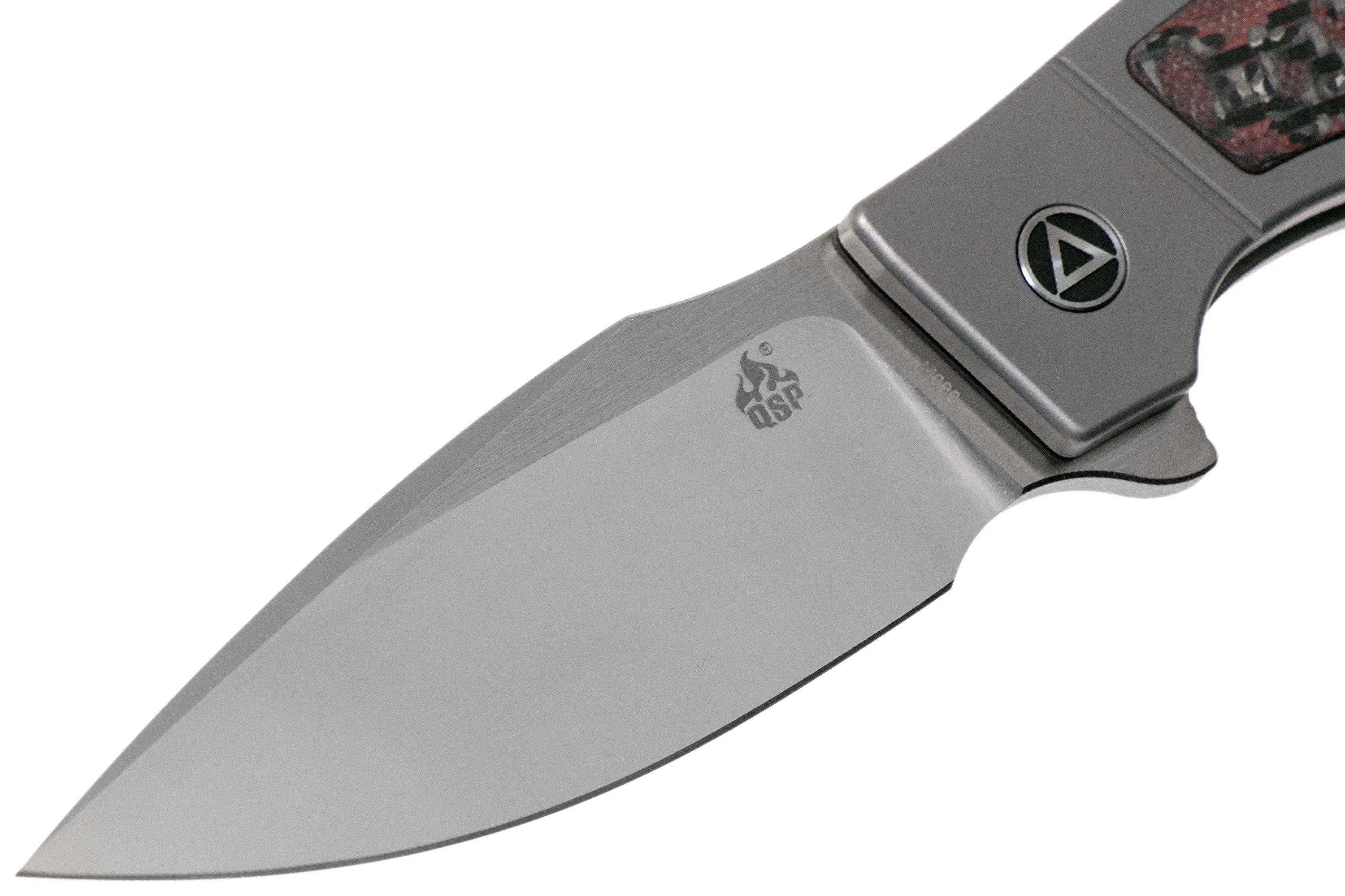QSP Knife Legatus QS136-B Carbonfiber Red G10 couteau de gentleman, DBW design