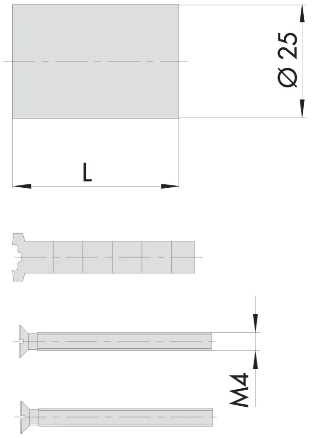 RALLONGE POUR SERRURE CISA  - 50 - 26 Long. tube mm 26
