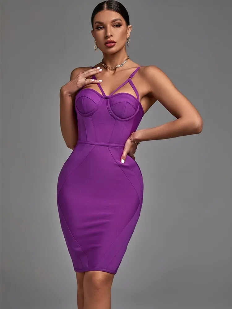 Robe de soirée violette à découpes moulante courte ⋆ Revenge Dress
