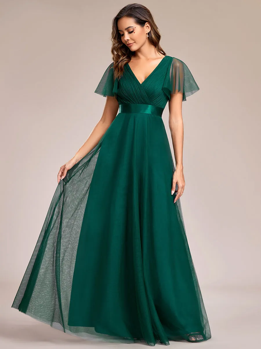 Robe de Soirée à manches courtes et à double col V pour femmes