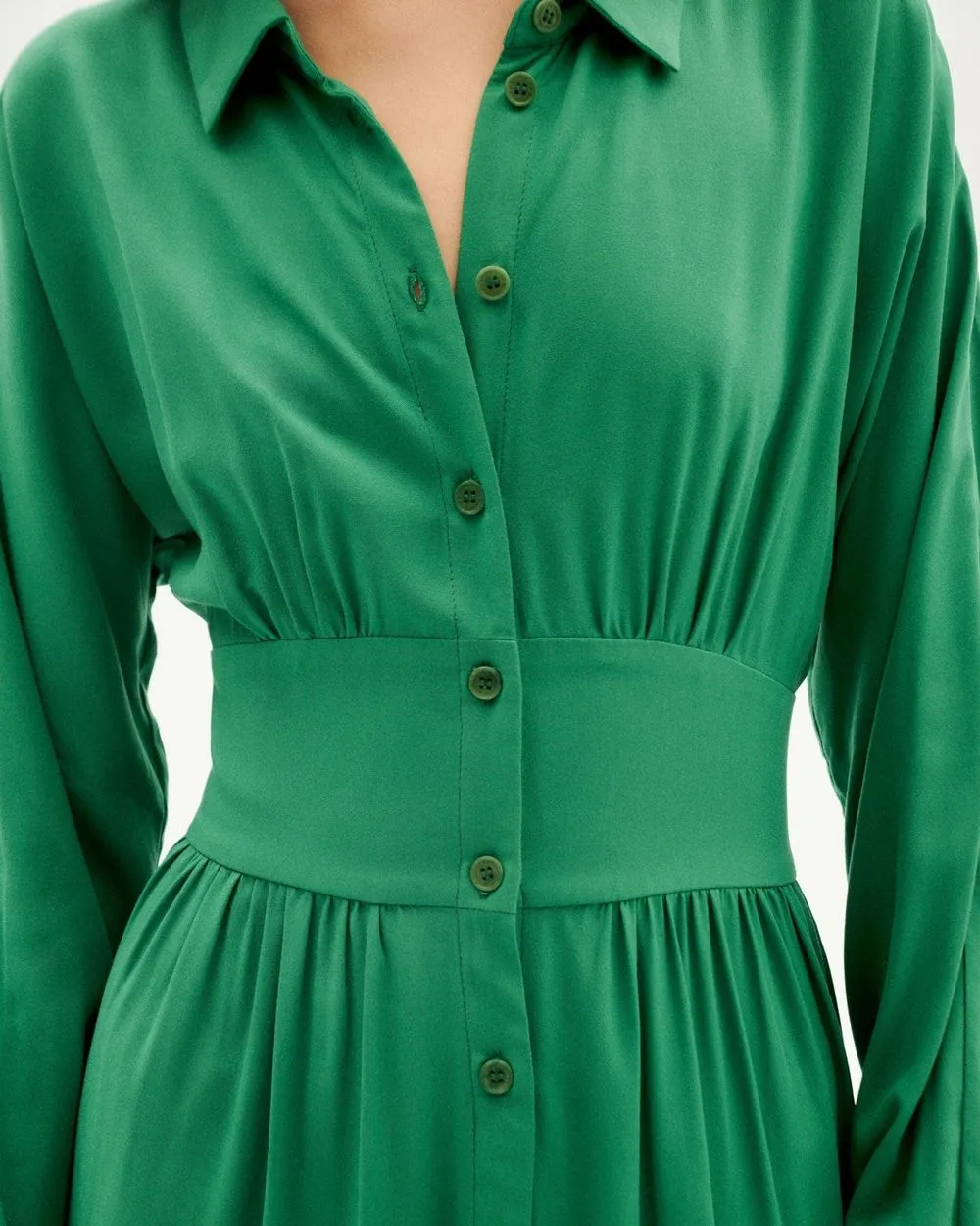 Robe midi en ecovero | vert "clover green gabriela dress" femme