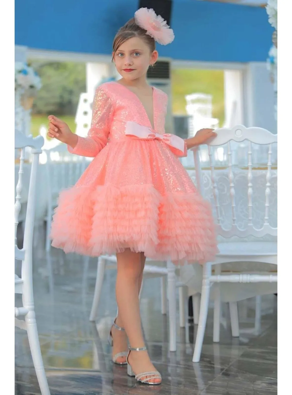 Salmon - Girls` Evening Dress