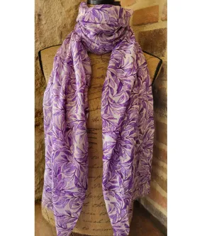 SANTAÏA foulard feuillages nuances de violets parmes touches de doré