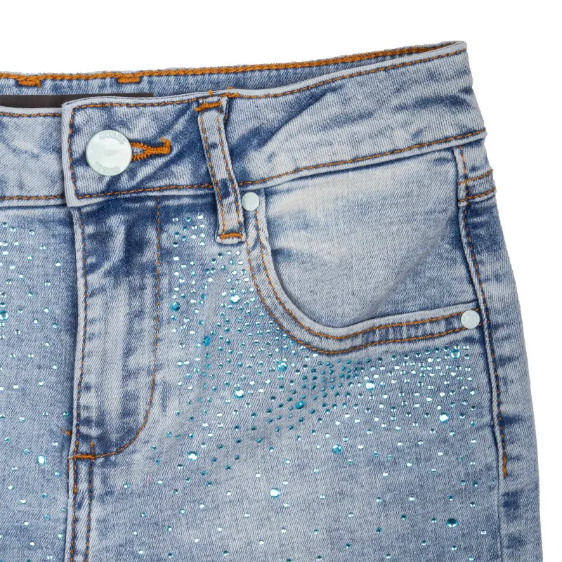 Short en jean avec strass bleuté Enfant GUESS à prix dégriffé ! | 