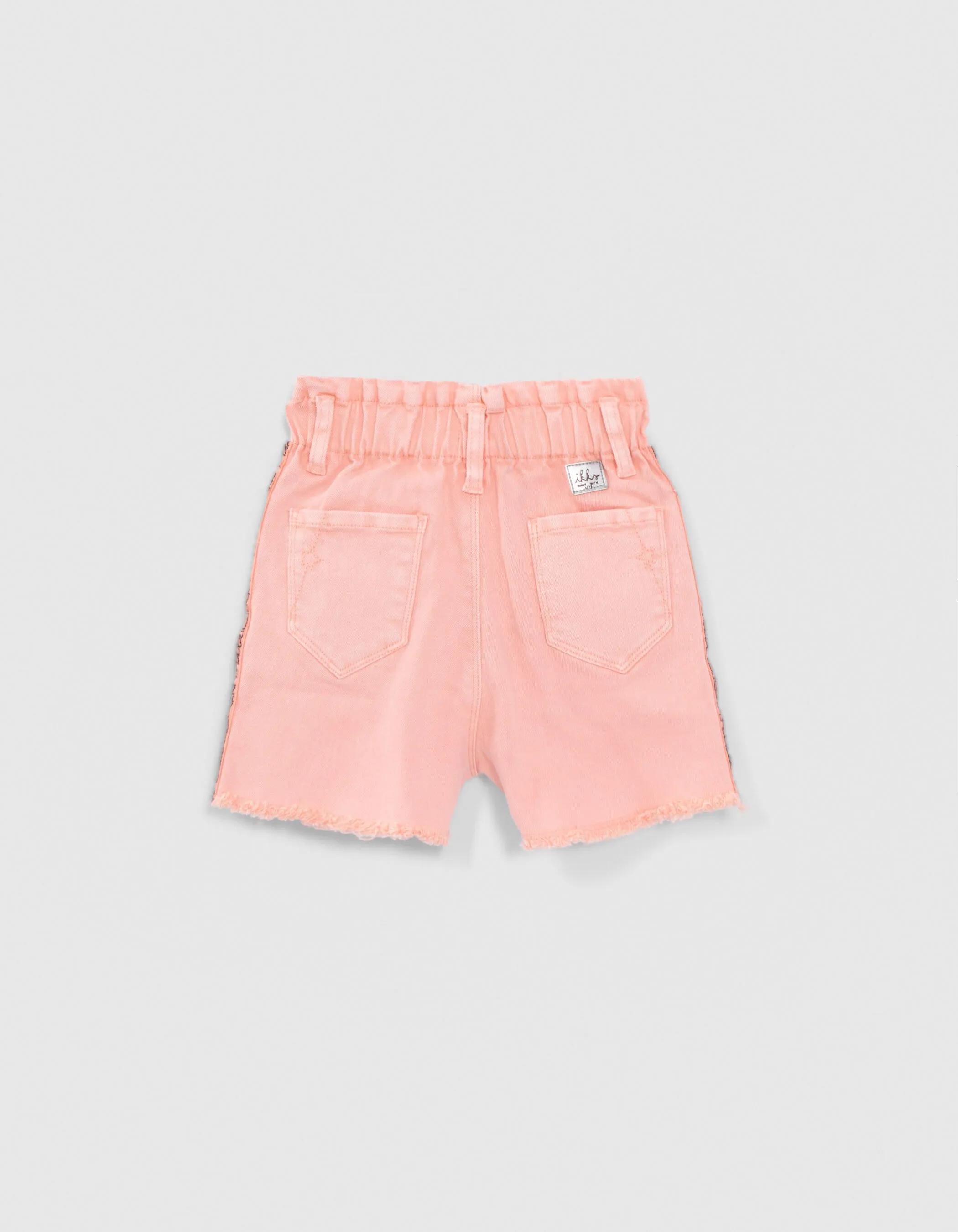 Short en jean pêche ganses brodées côtés fille