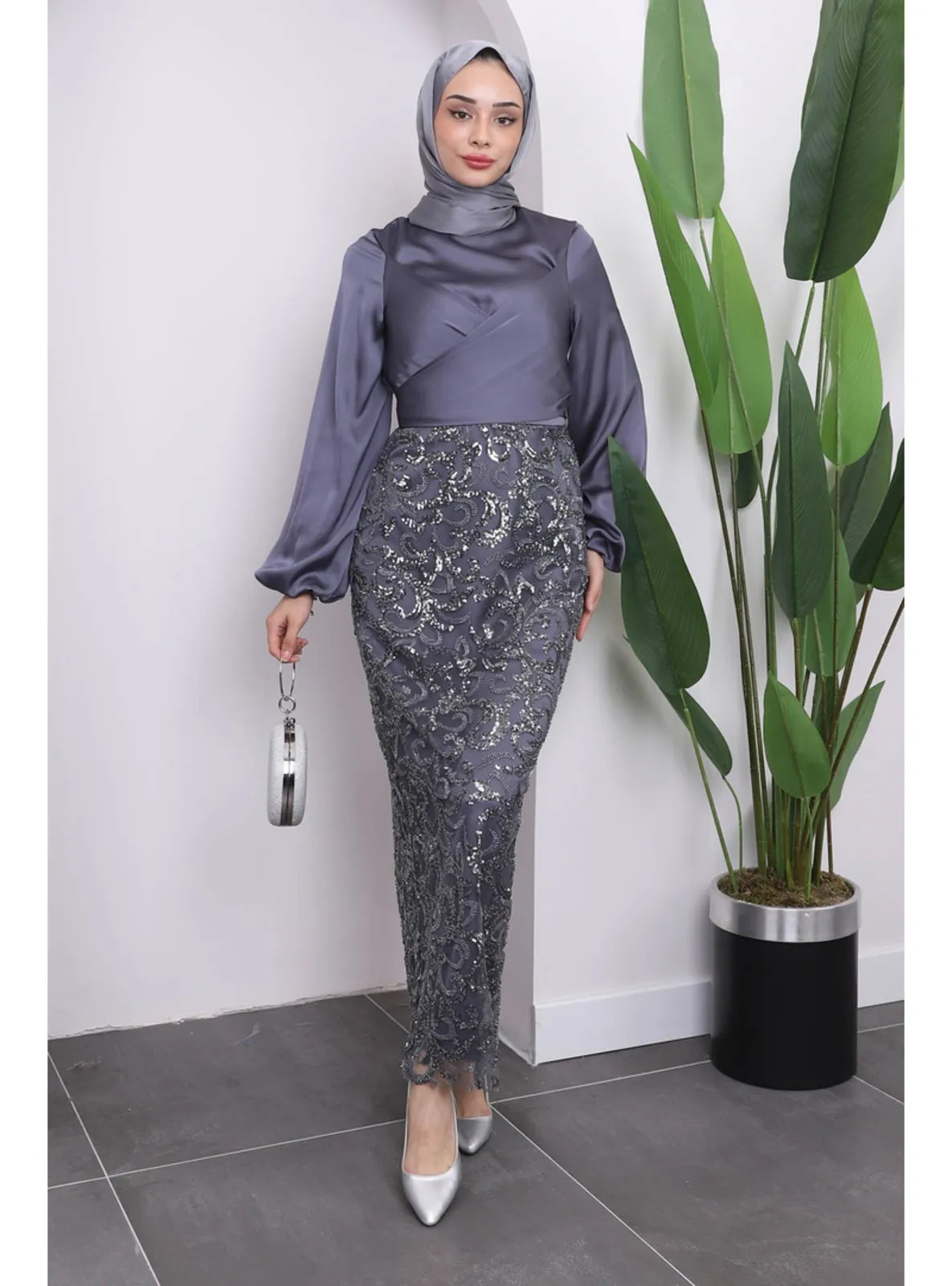 Smoke Color - Unlined - Modest Evening Dress