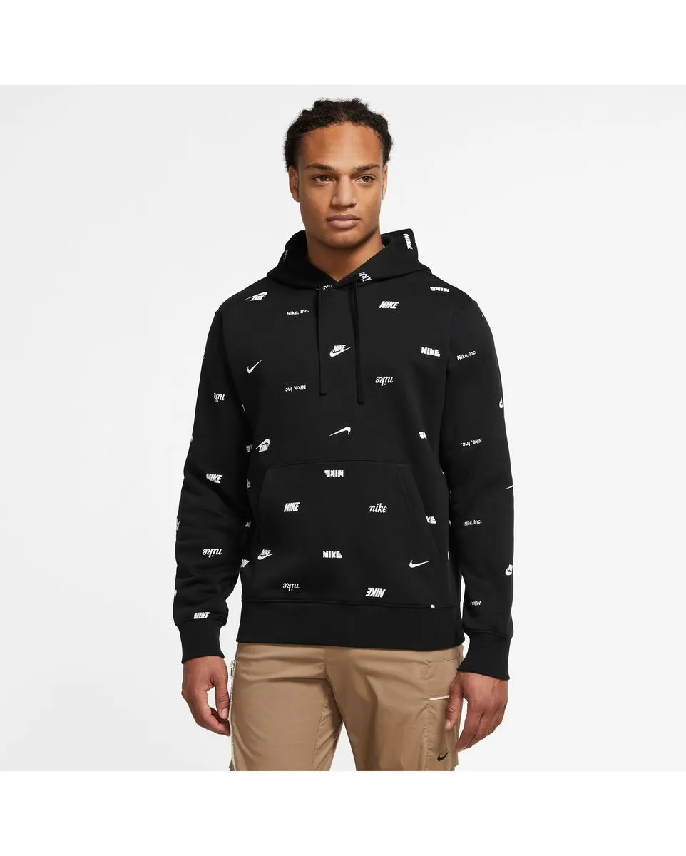 Sweat à capuche manches longues Homme M NK CLUB+ BB PO HOODIE AOP Noir