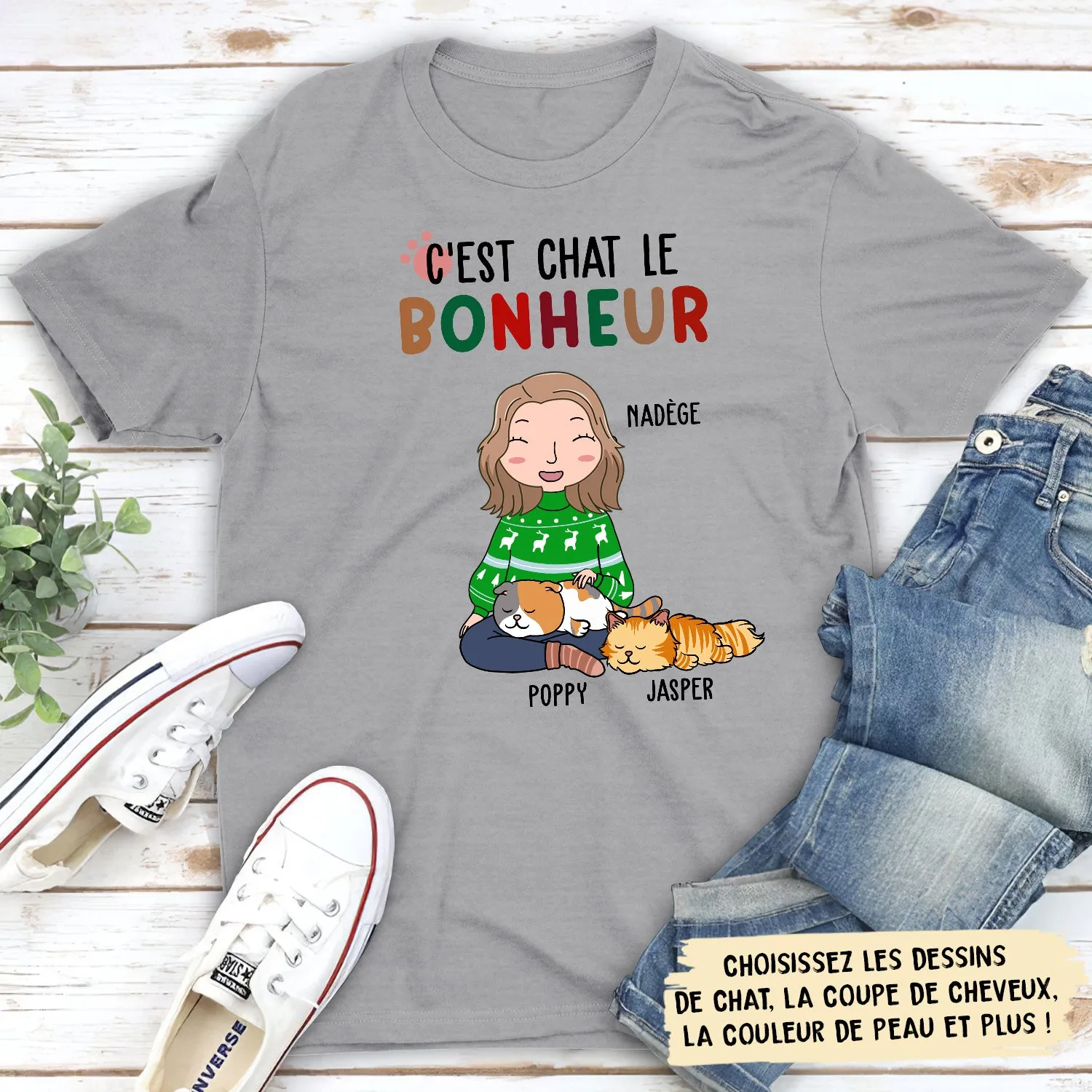T-shirt Unisex Personnalisé - C‘Est Chat Le Bonheur