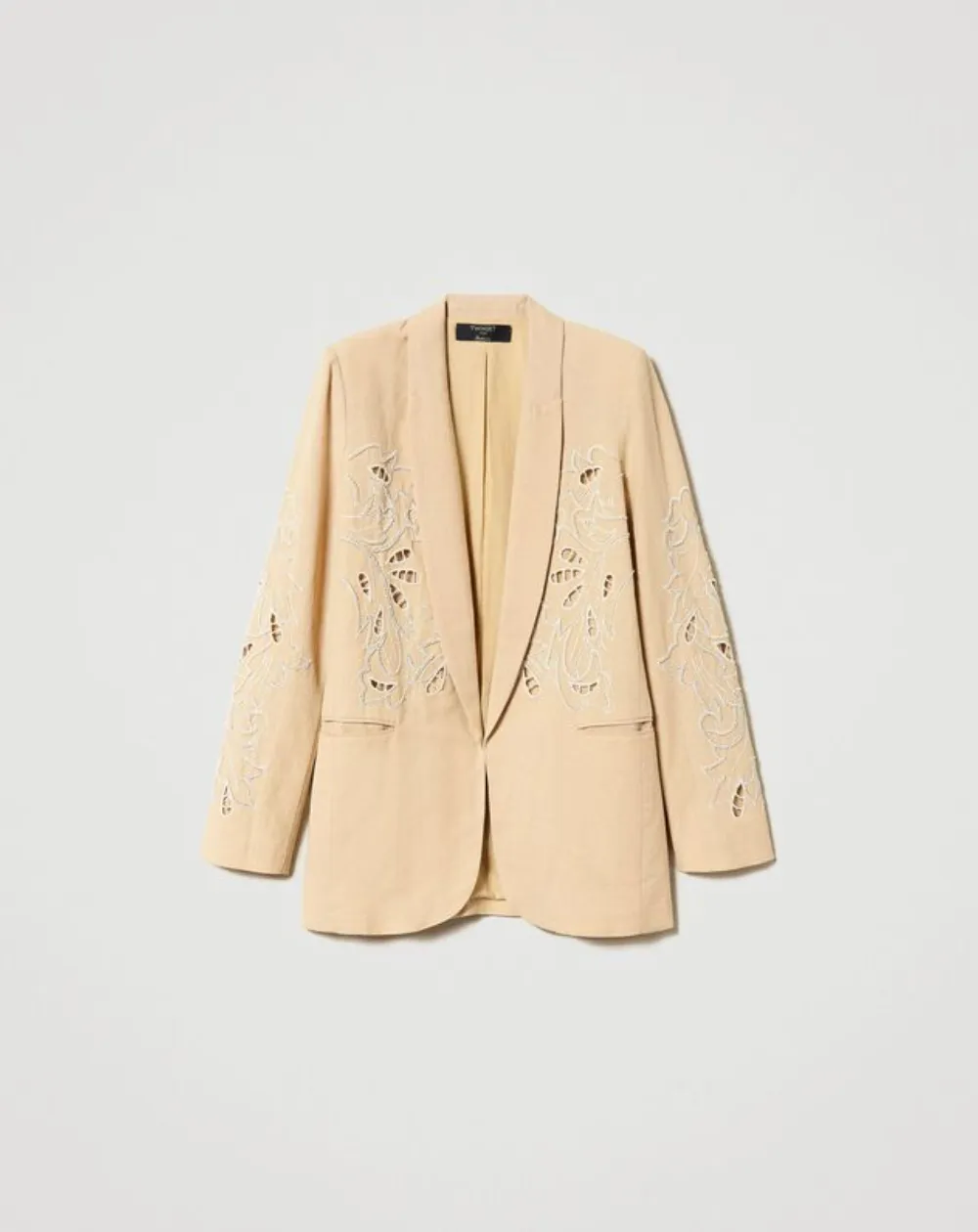 Twinset Blazer avec Broderies Femme Ivoire Tailles 38 Coloris Beige