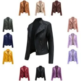 Veste de moto en cuir synthetique pour femme