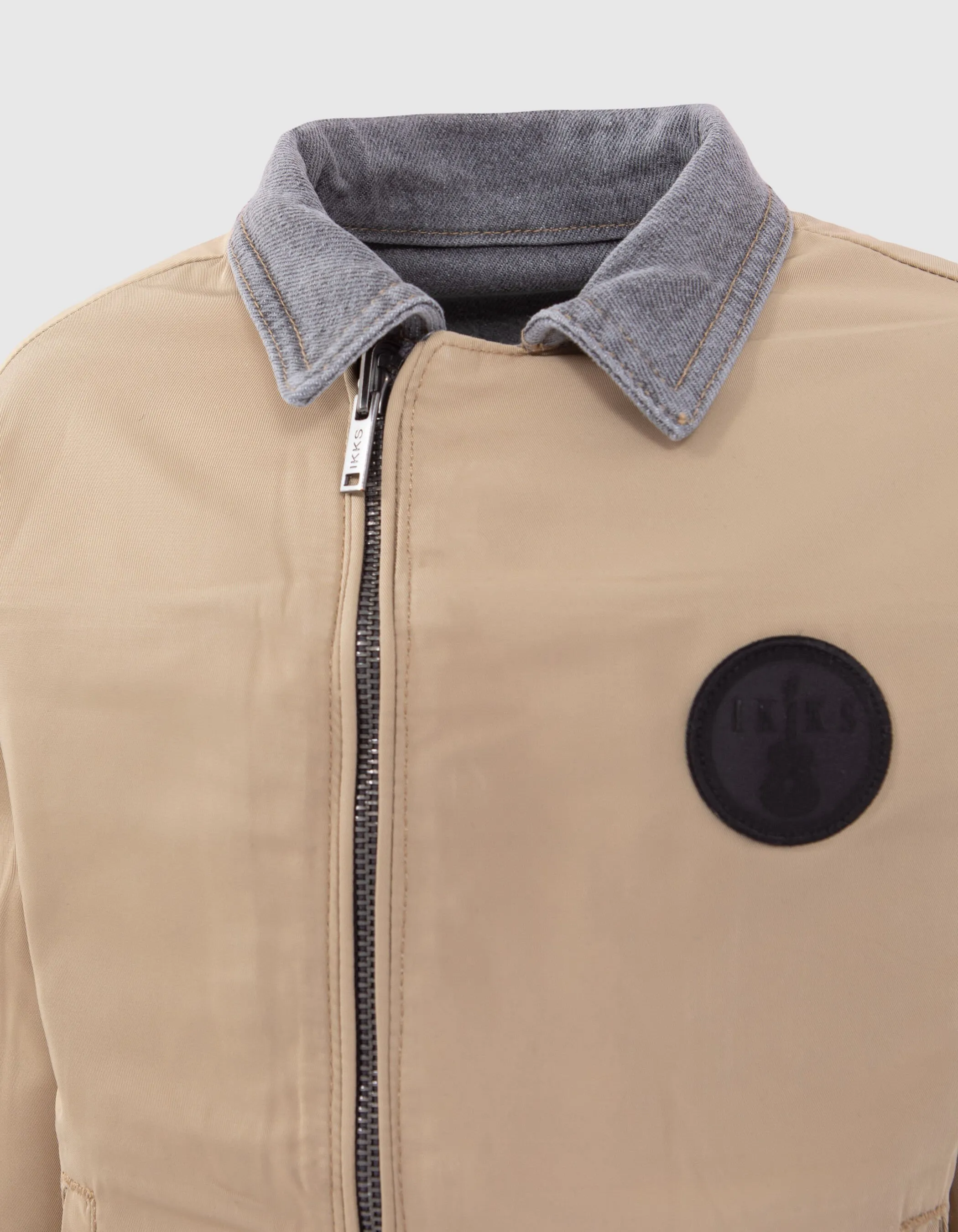 Veste réversible jean gris et nylon beige garçon