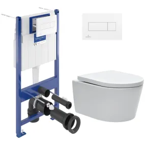 Villeroy & Boch Pack WC Bâti-support Villeroy & Boch + WC SAT sans bride et fixations invisibles + Plaque blanche (ViConnectSATr
